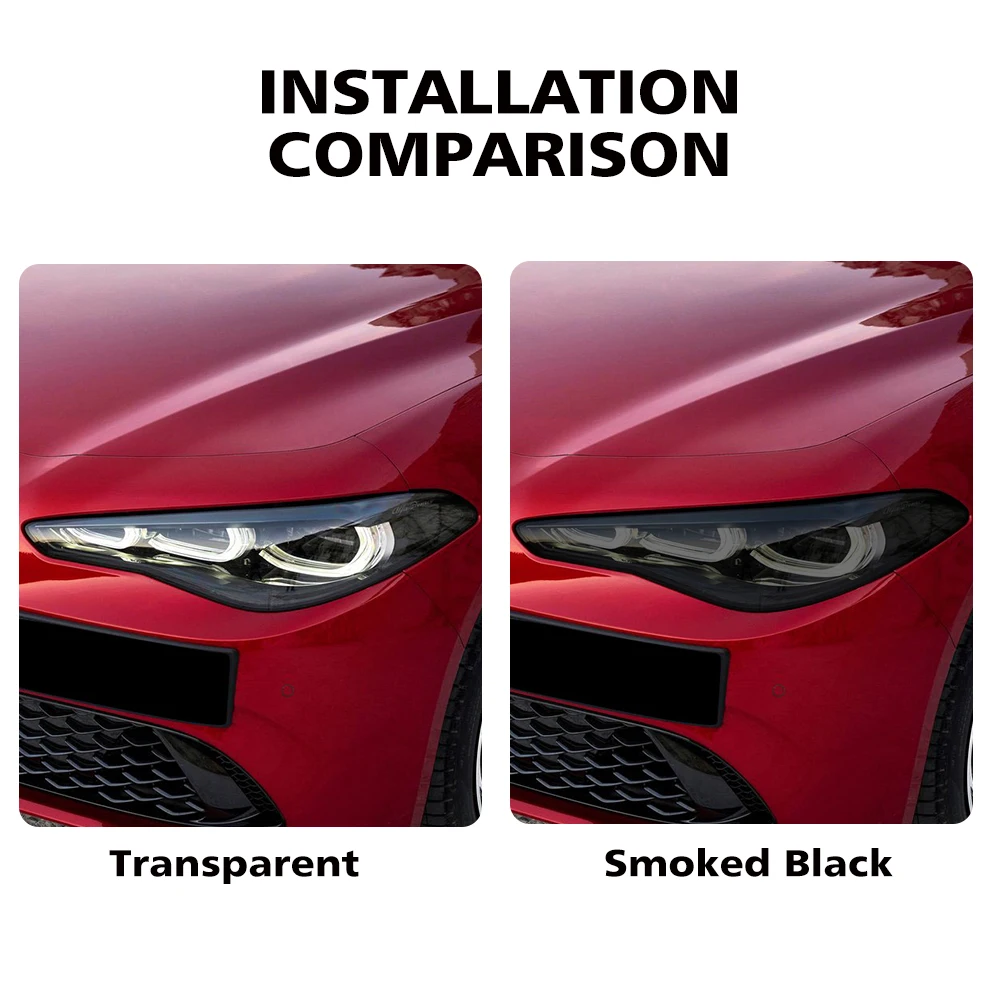 

For Alfa Romeo Giulia Stelvio Junior Tonale Car Headlight Film TPU PPF Protective Smoke Black Pre Cut Anti-Scratch Vinyl Film
