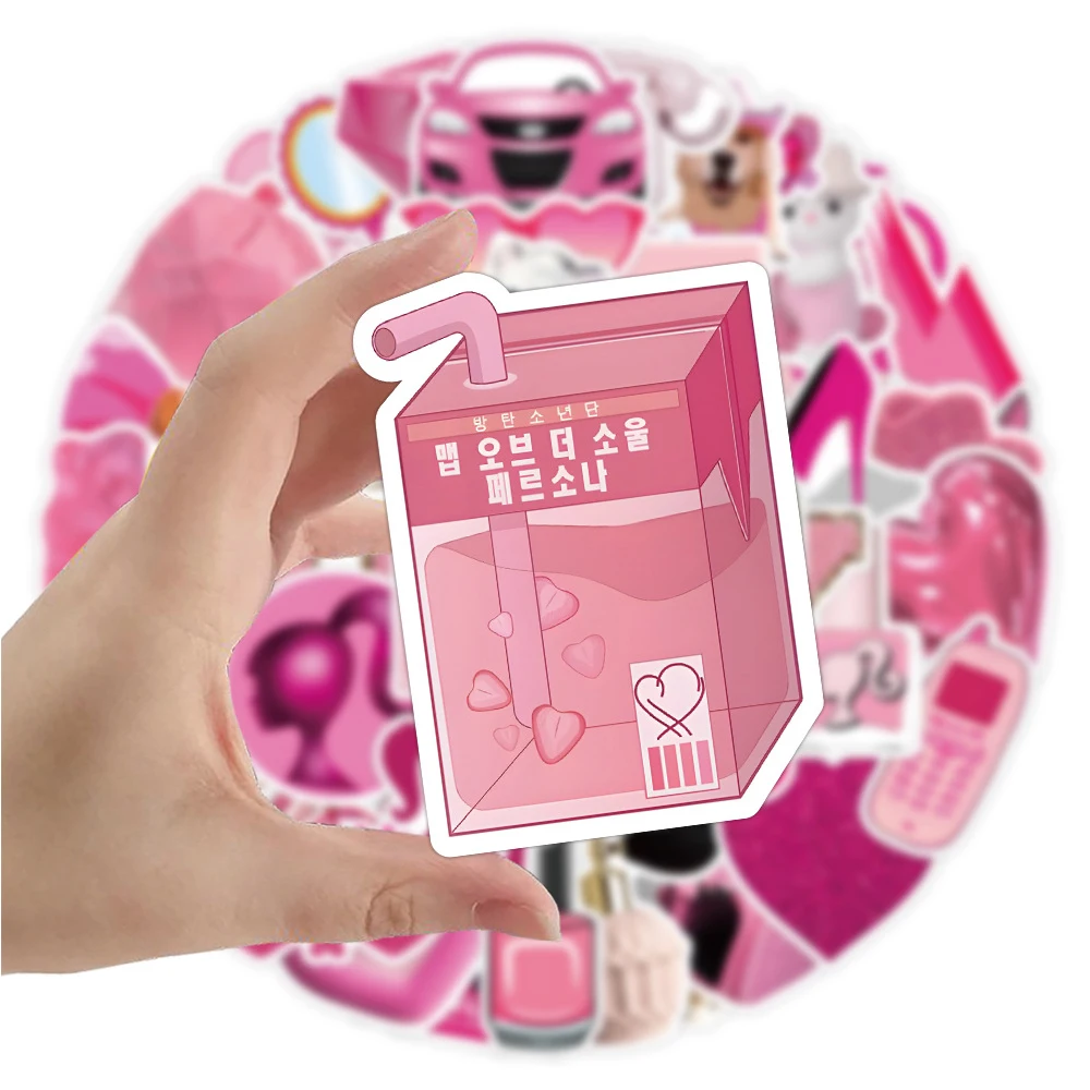 10/30/50pcs INS Pink Barbie Girl Stickers Cute Aesthetic Decoration Decals Phone Case Luggage Scrapbook Kawaii Graffiti Sticker