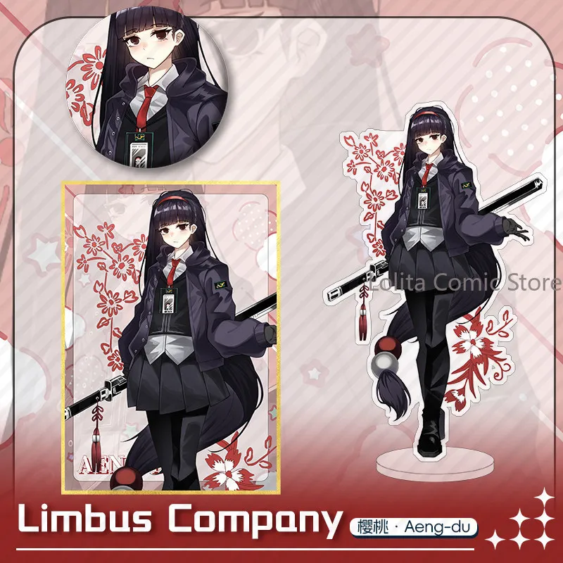 Anime Limbus Company Cherry Acrylic Standee Metal Badge Shikishi Block Button Pin Brooch Display Standing Sign Board Fan Gift