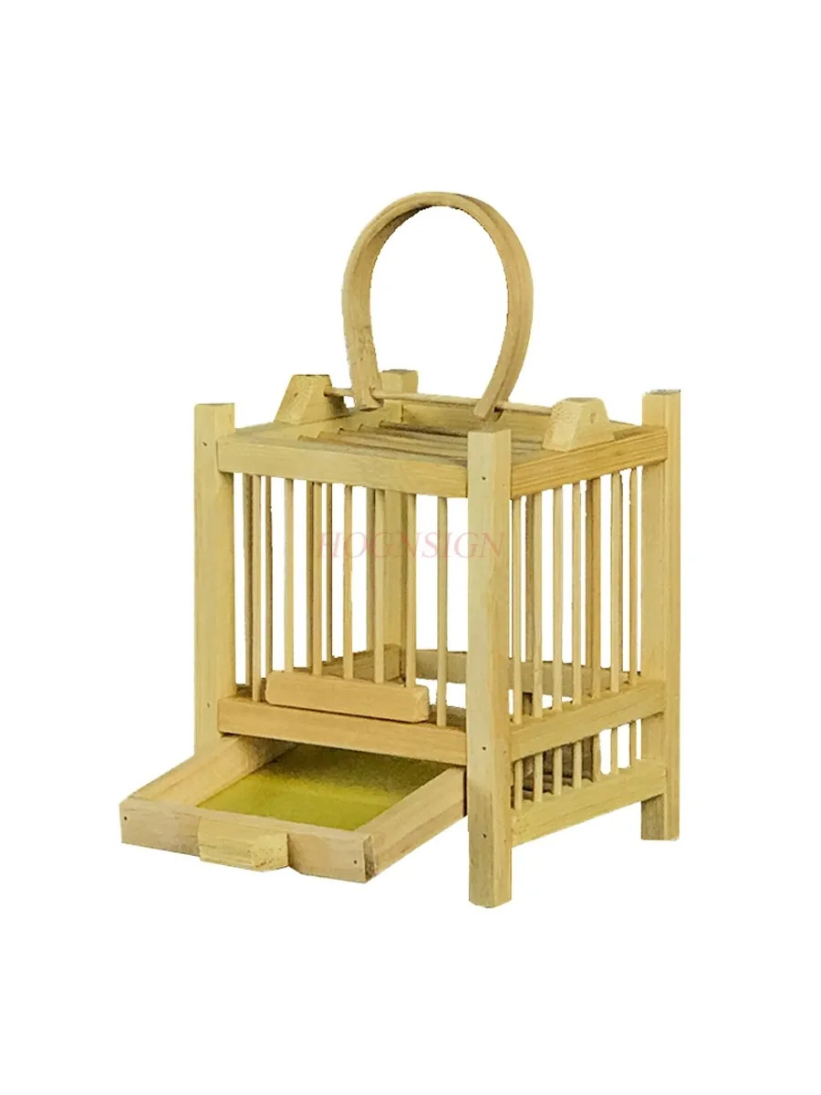 

Grasshopper Cage Boutique Bamboo Woven Bamboo with Drawer Pet Cage