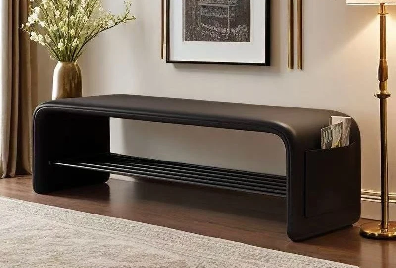 

The shoe change stool can be sat at the door of the home entry shoe cabinet integrated into bedroom