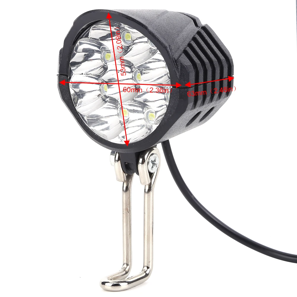 E-Bike Headlight Horn 2 In 1 Electric Scooter Front Light 9LED 18W 36V 48V 60V Bicycle Safety Flashlight Switch Night Cycling view 6