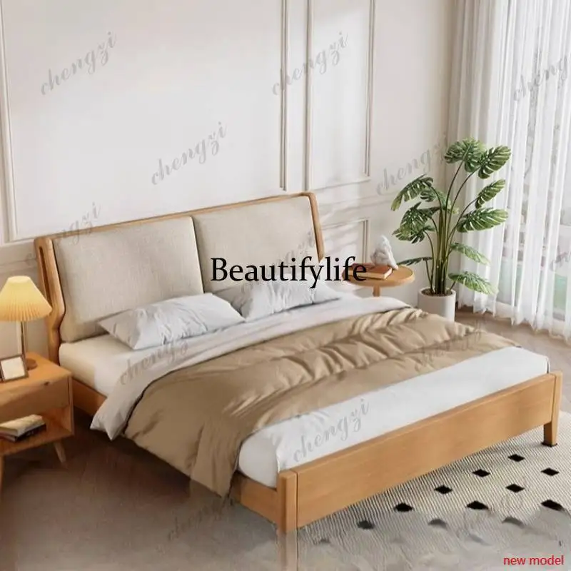 Normal European Double Bed Elegant Soft Cheap Wooden Japanese Double Bed Luxury Modern Adults Cama Queen Bedrooms FurnitureAB03