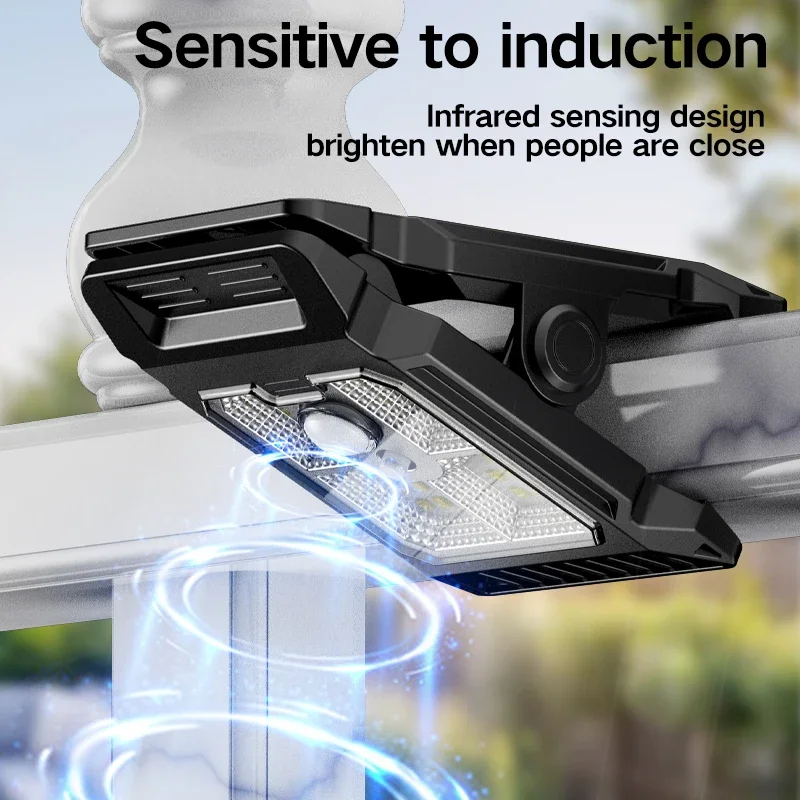 1-4PCs Solar Clamp on Sensor Motion Lights Outdoor Waterproof Work Light 3 Lighting Mode Camping Lamp Fence Wall Garage Led Lamp