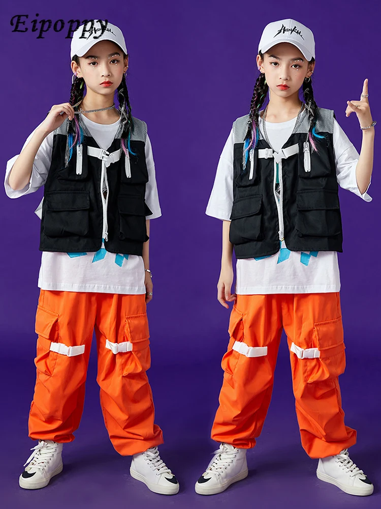 ملابس هيب هوب للأولاد والبنات ، بدلة وظيفية ، أزياء أداء موسيقى الجاز ، الصيف