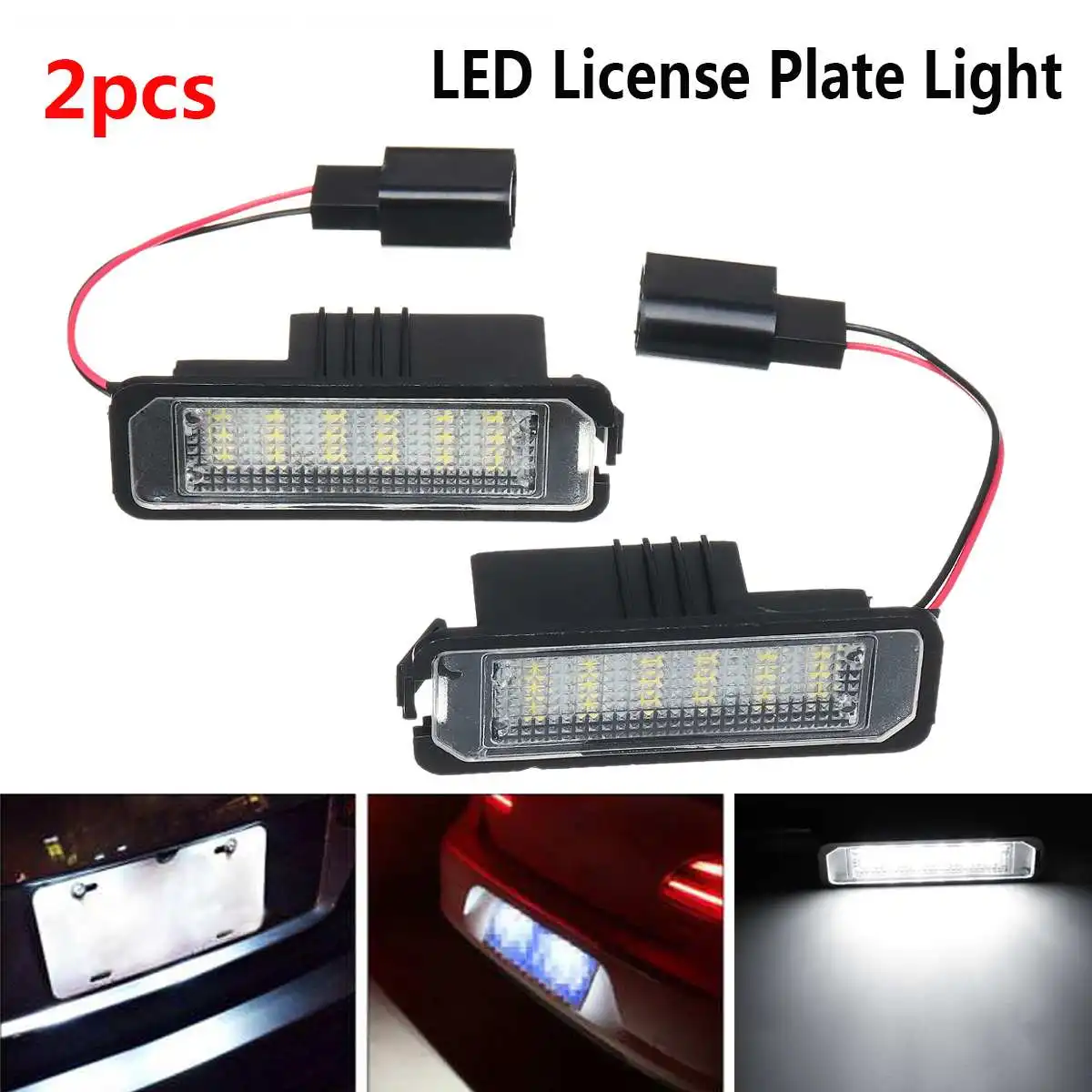 2pcs LED Car License Plate Lights Number License Plate Light Lamps for VW GOLF 4 6 Polo 9N Passat NEW Beetle