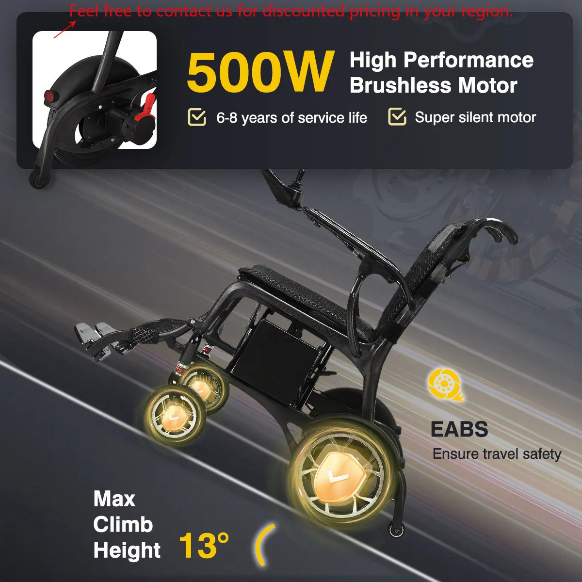 

2024 Trending Products 500W Lightweight Folding Electric Wheelchair Remote Control Carbon Fiber Power Wheelchair For Disabled