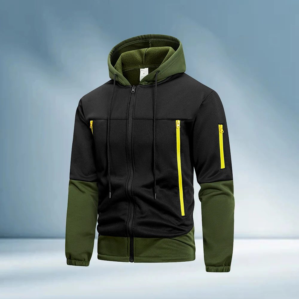 

Men's Color-Blocked Fleece-Lined Jacket Warm And Windproof for Autumn And Winter Suitable for Sports Casual Cycling and Running