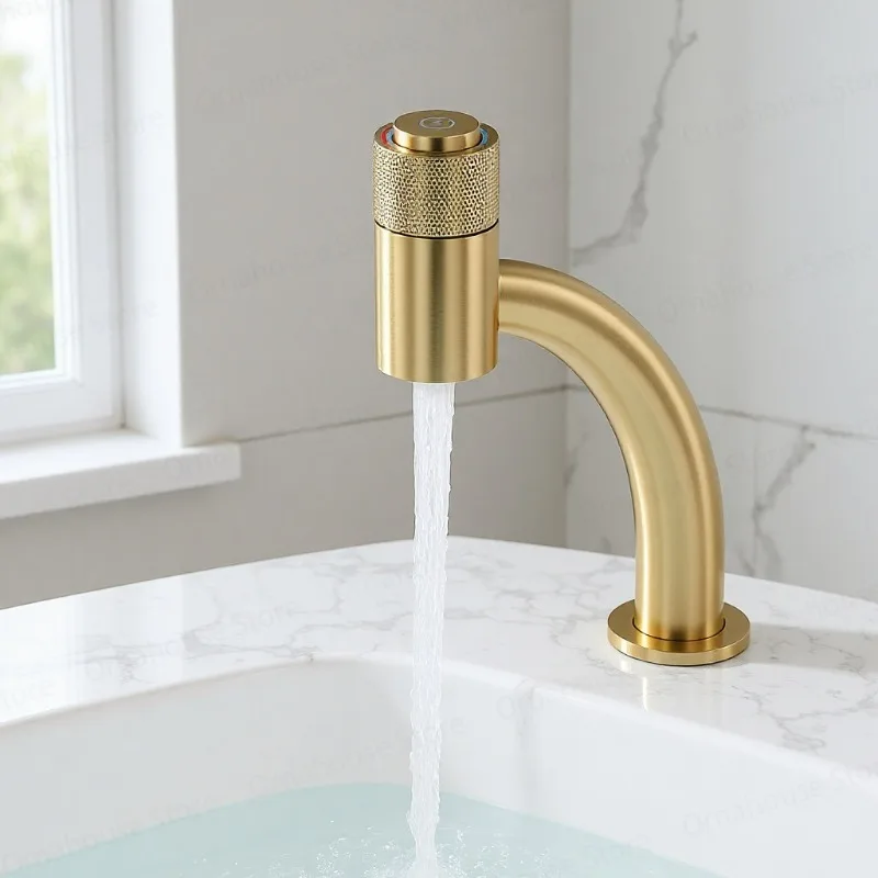 

Brushed Golden Bathroom Basin Faucet Brass Hot and Cold Water Mixer Tap Crane Black/Gray/Chrome Rotatable Switch