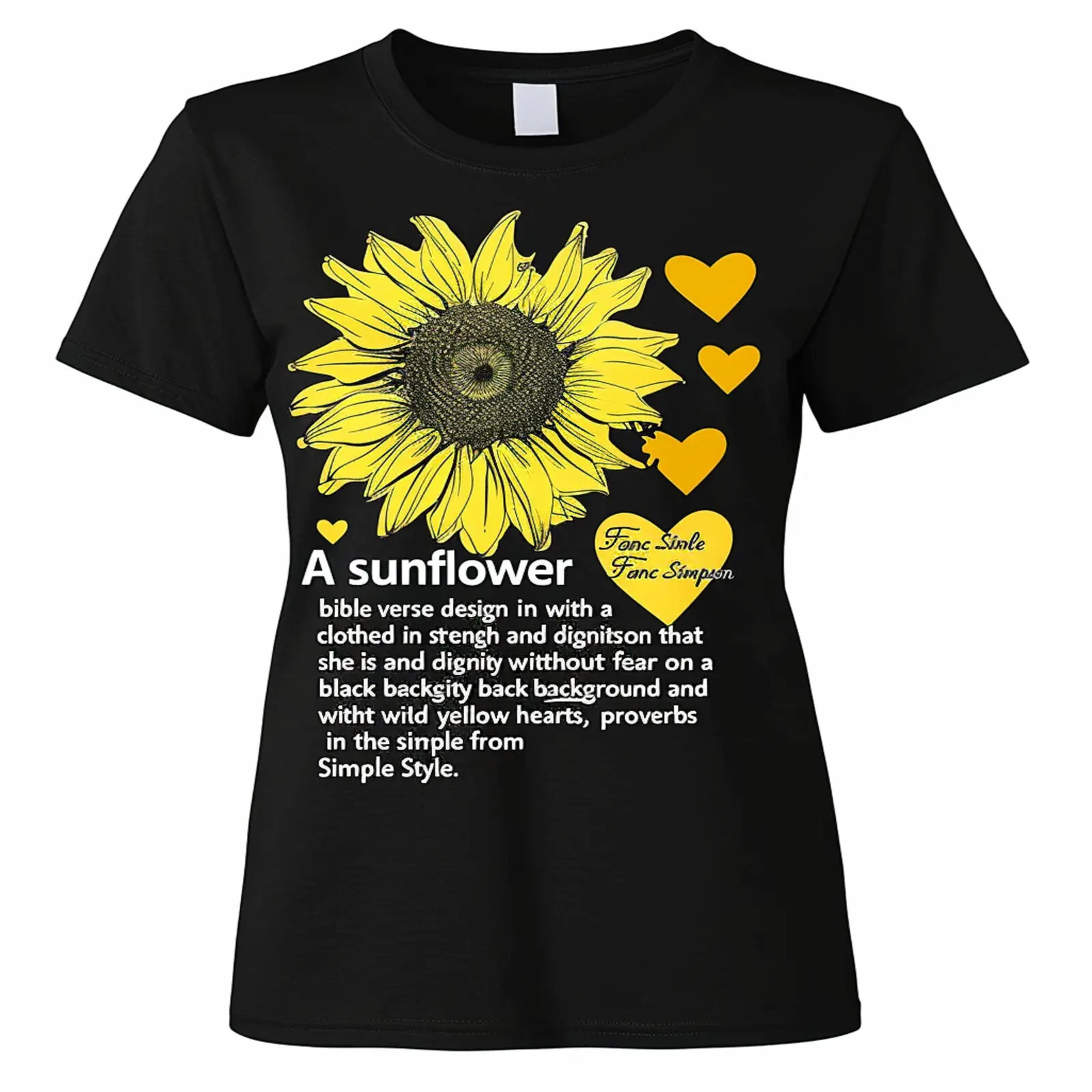 

Unique Black T Shirt with Sunflower Design & Proverbs Verse Stylish