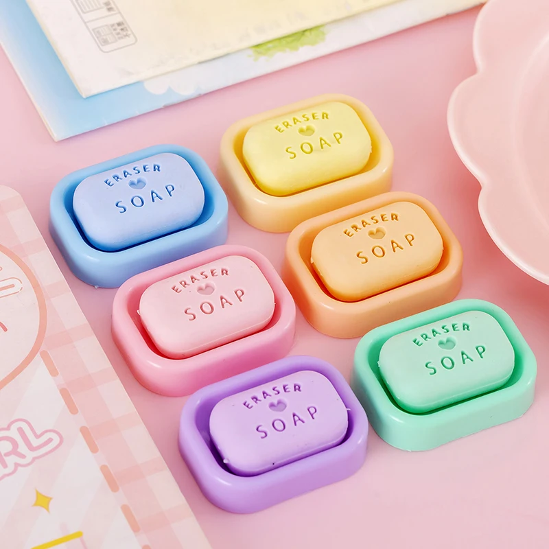 

Random 1pc Mini Pencil Eraser Cute Soap Erasers Student Stationery Girls Candy Color Rubber Cute School Supplies Teacher Gift