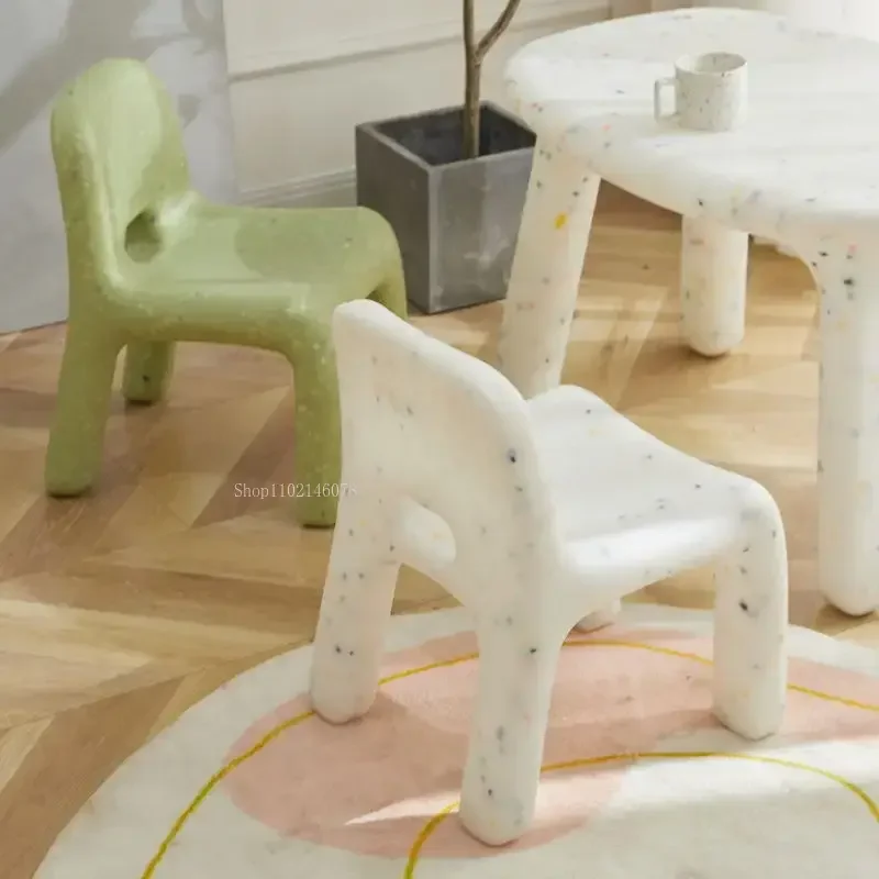 

Nordic Chairs Simple Home Backrest Chairs Bench Stool Cute Ottomans Furniture Stools Bench PE Plastic Material Living Room Ins