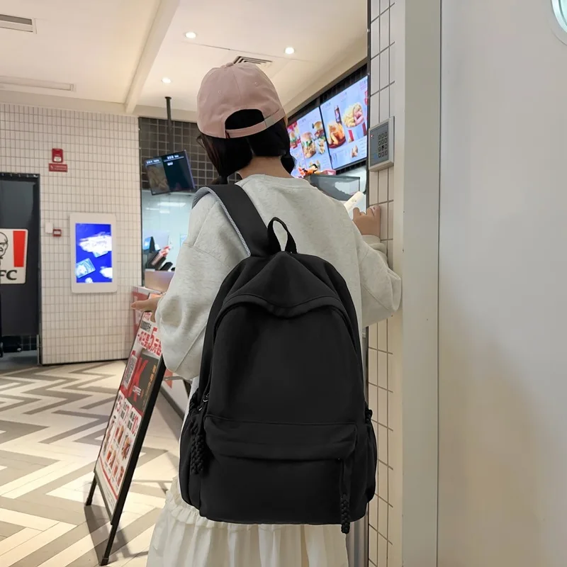 Mochila personalizada y minimalista para mujer, Mochila de Color sólido para estudiantes de secundaria, moda del Campus, gran capacidad