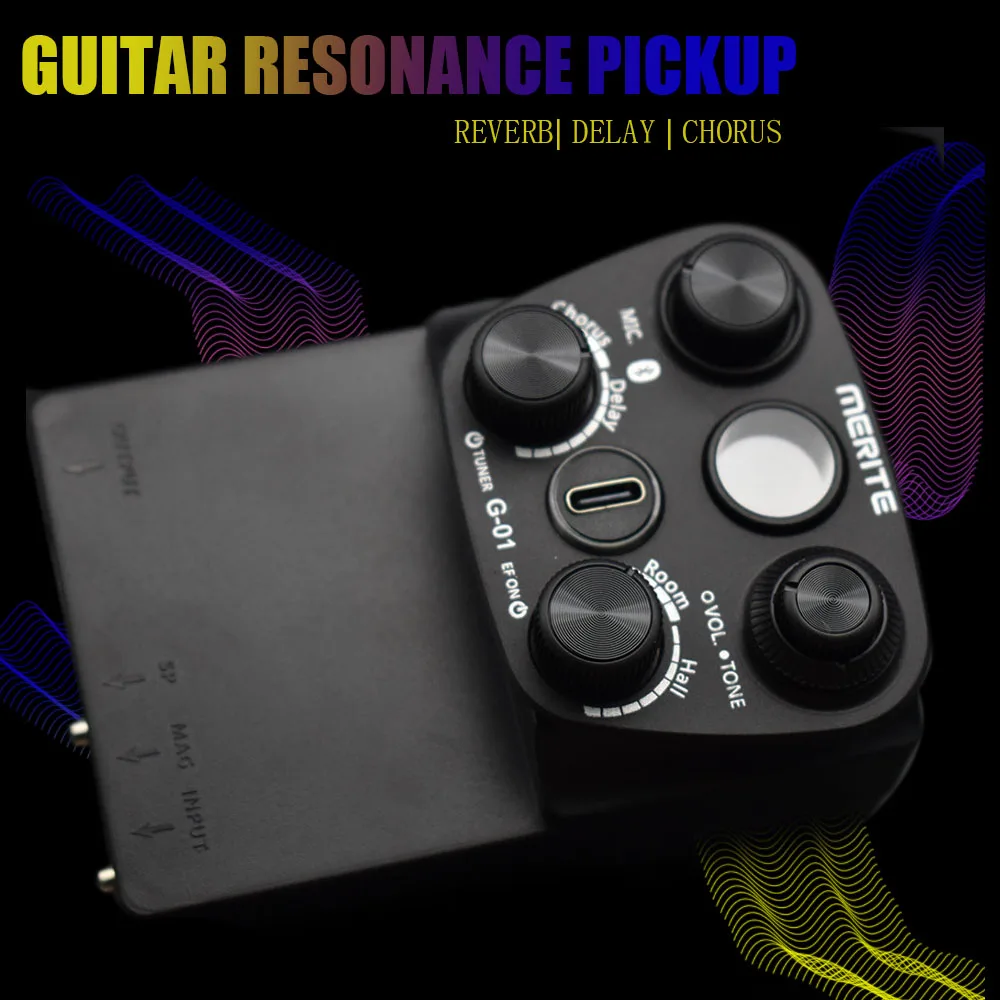 G10 Guitar Resonance Pickup with & Microphone Built-in Reverb Chorus Delay Effect Acoustic Guitar Pickup