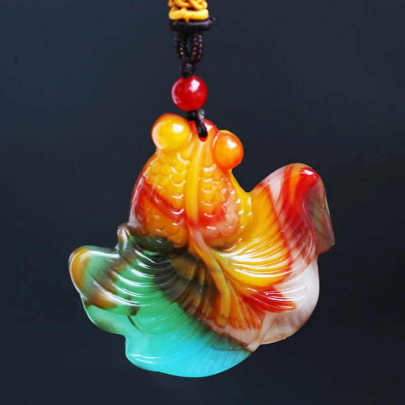 Colorful jade agate goldfish pendant Gobi bloodstone colorful pendant