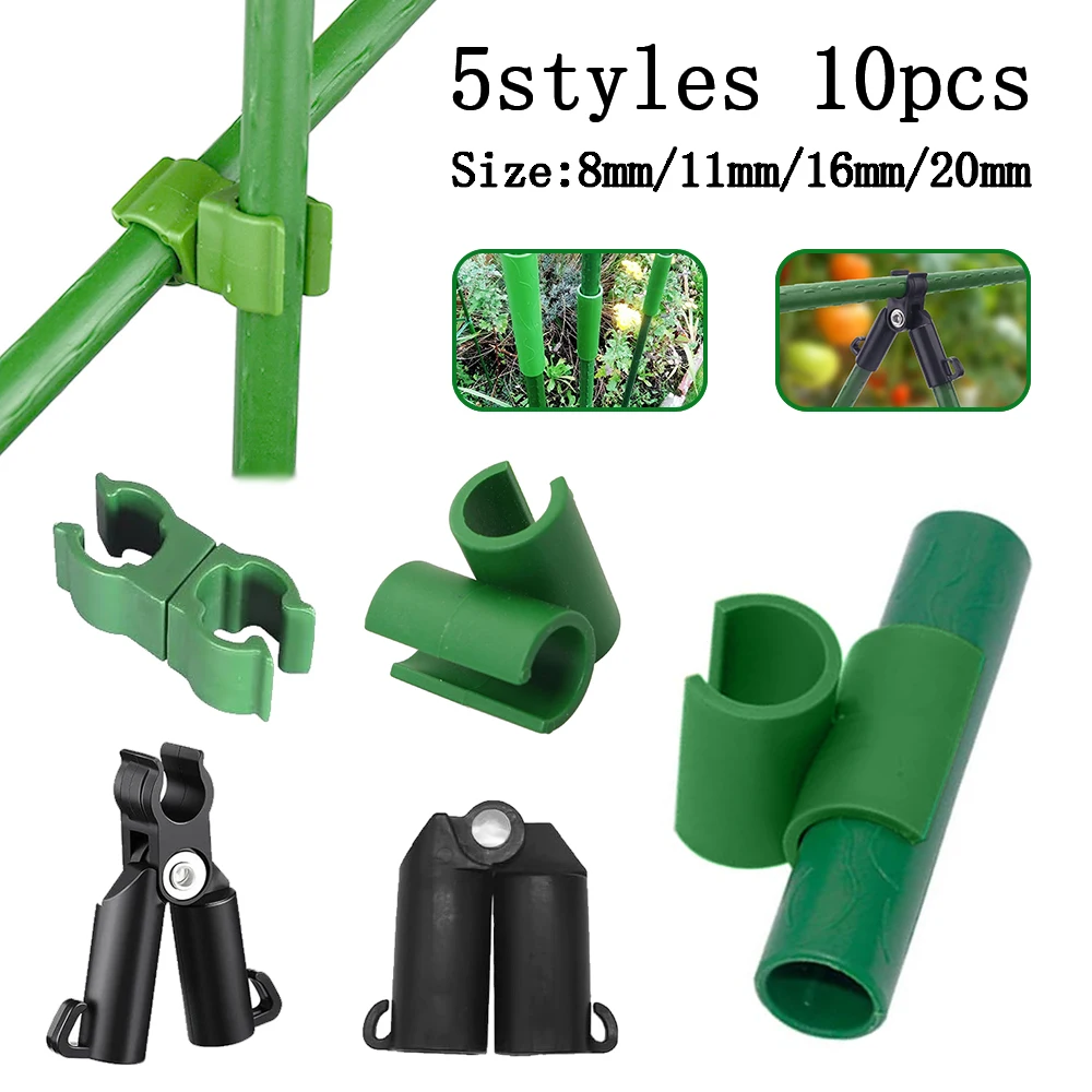 10 pçs clipes de plástico universais suporte de planta conector fixo pilares jardinagem 8-20mm suporte fixo conector de pergola de escalada