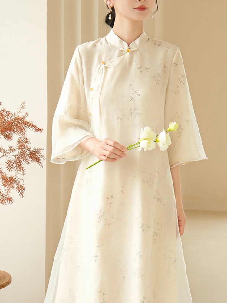 

Новое женское платье-ципао 2025 года: свободный крой, в китайском традиционном стиле, для повседневной носки, летнее, ретро, для чаепития, длинное