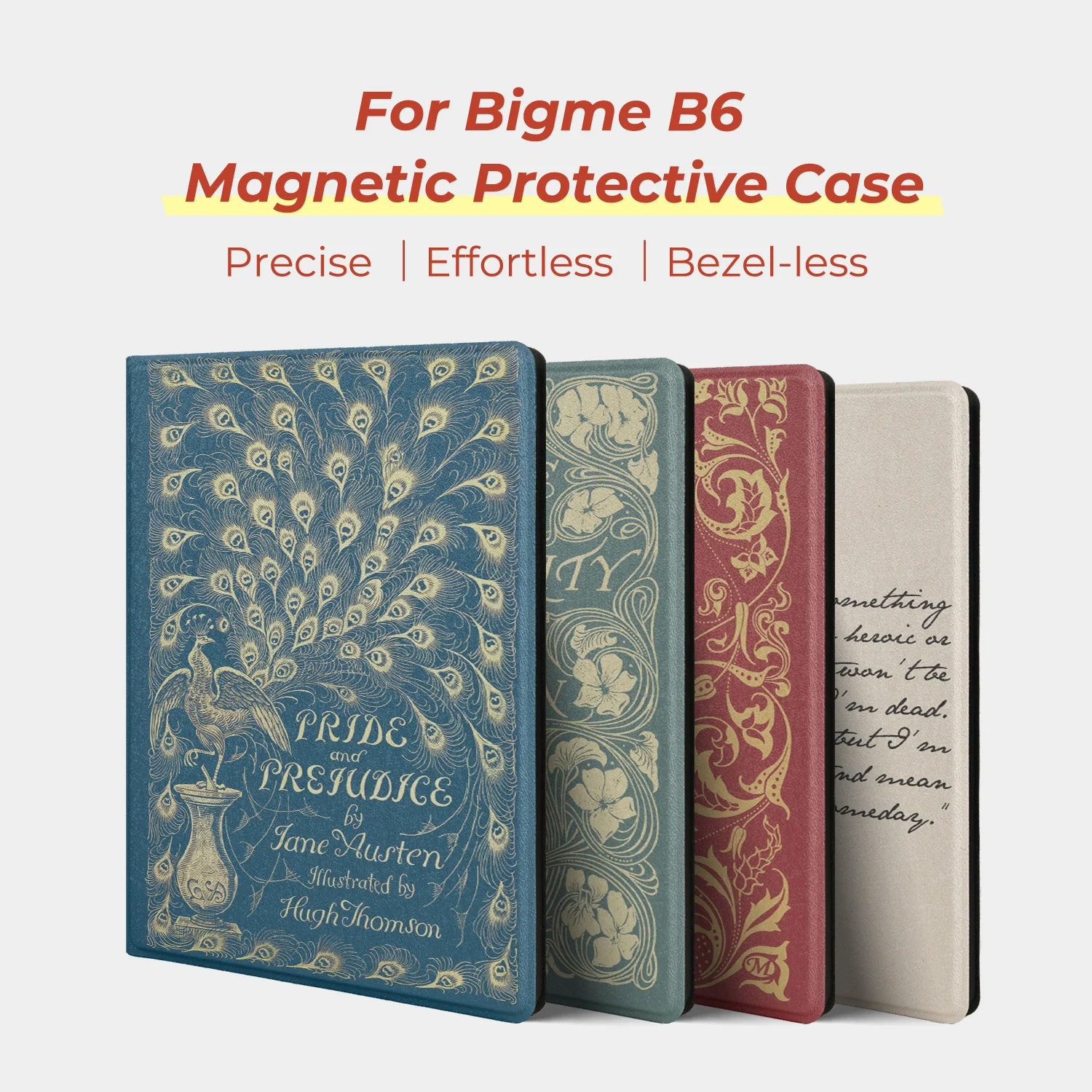 Twosheep Cover suit for Bigme B6 Case 6 inch Magnetic Attachment Shellless Auto Sleep Wake Vintage Book Style Folio
