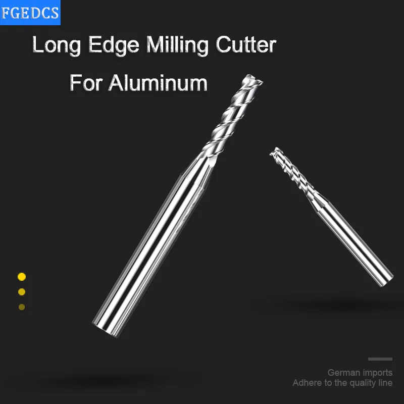 End Mill Aluminum Milling Cutter Edge Lengthened 3 Flute Metal Cutters 0.3 0.4 0.5 0.6mm 1.2 1.4 1.8mm  0.8mm CNC Tools Carbide