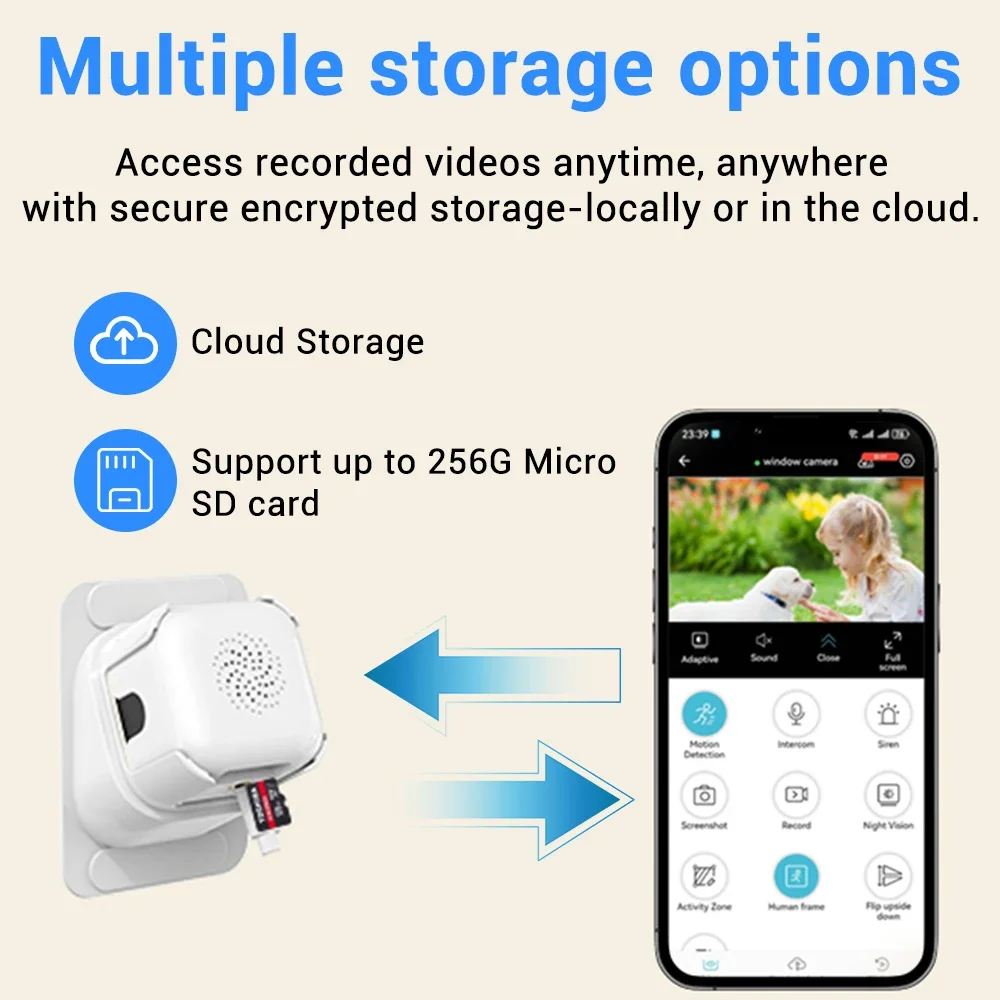 Kamera Jendela Securexpert 2K QHD 2.4G/5G WiFi Keamanan Rumah Pintar Dalam Ruangan, Penglihatan Malam Berwarna, Deteksi Gerakan, Perekaman 24/7