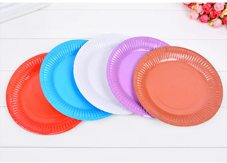 Zerolife 10 Stück/Set Macaron-Teller, einfarbig, 7-Zoll-Pappteller, Kuchen-Party-Zubehör, Einwegbesteck für Babyparty – Detail 5