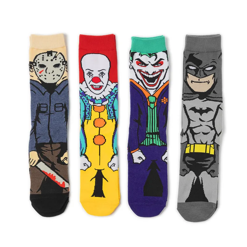 Comic Cottonmen's Socken Gerade Strümpfe Cosplay Cartoon Charaktere Undead Jason Joker Pennywise Bat Persönlichkeit