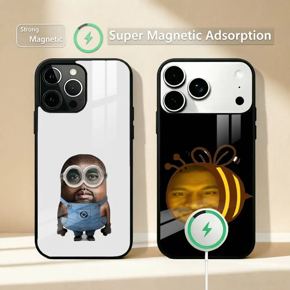 

K-Kanye W-West Funny Meme Phone Case For iPhone17,16,15,14,13,12,11 Plus,Pro Compatible with magnetic wireless charging