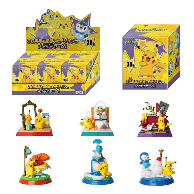 

Hot Pokemon Anime Action Figure Pikachu 30th Anniversary Edition Series Blind Boxes Funism Collection Model Ornament Toys Gift