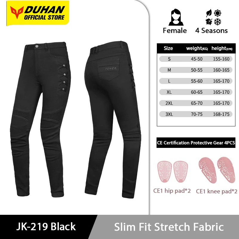 

Famle Motorcycle Pants Women Slim Fit Motorbike Jeans Wear Resistant Anti Fall CE Protecting Motocross Pants Stretch Fabric
