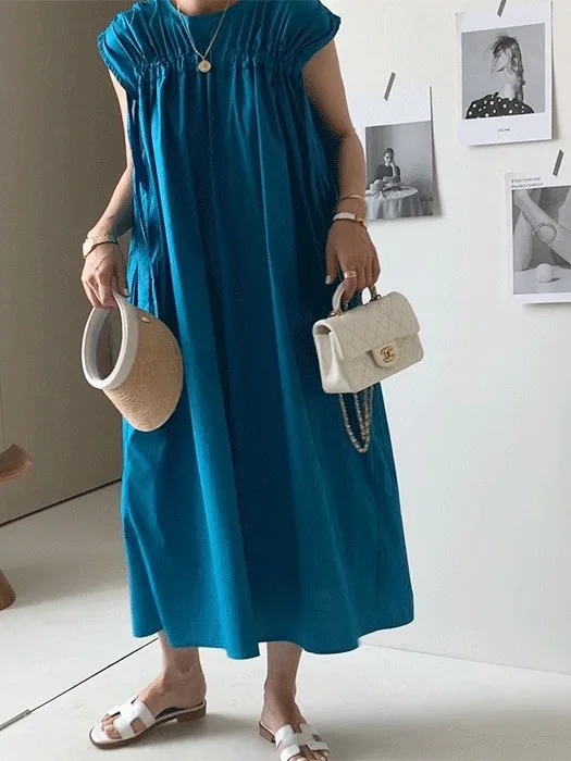 กระชับสัดส่วนดีไซน์วินเทจเซนส์ประตูตงดา Ins Dr Knot Svel Long A-Line Summer Stripe Pattern Women's Dr