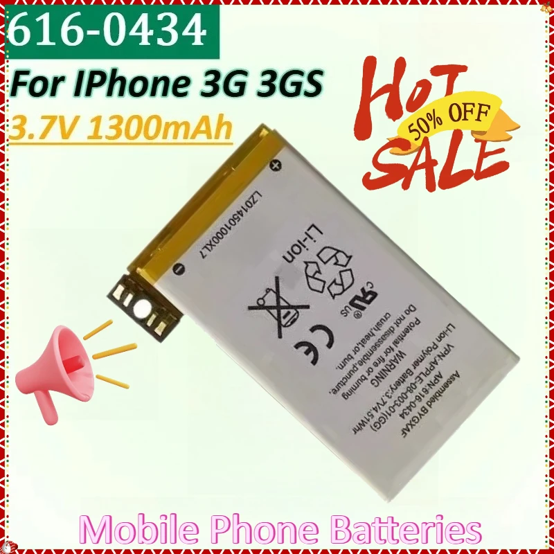 

616-0434 3.7V 1300mAh Newly upgraded High-Capacity Mobile Phone Battery for IPhone 3G 3GS High Quality Batteries