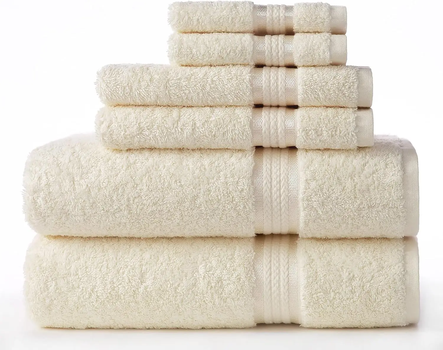 

Ультрамягкий набор из 6 хлопковых полотенец: 2 банных, 2 для рук, 2 для умывания - впитывающие, быстросохнущие, класса люкс для ванной, спа, спортзала, бассейна