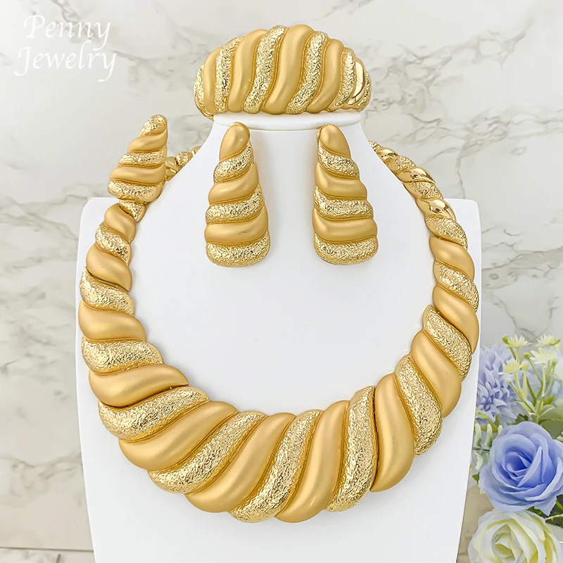 

Дубай 18-каратного позолоченного ювелирного набора для женщин, объемное ожерелье большого размера, оригинальные свадебные банкетные вечеринки, роскошные ювелирные изделия