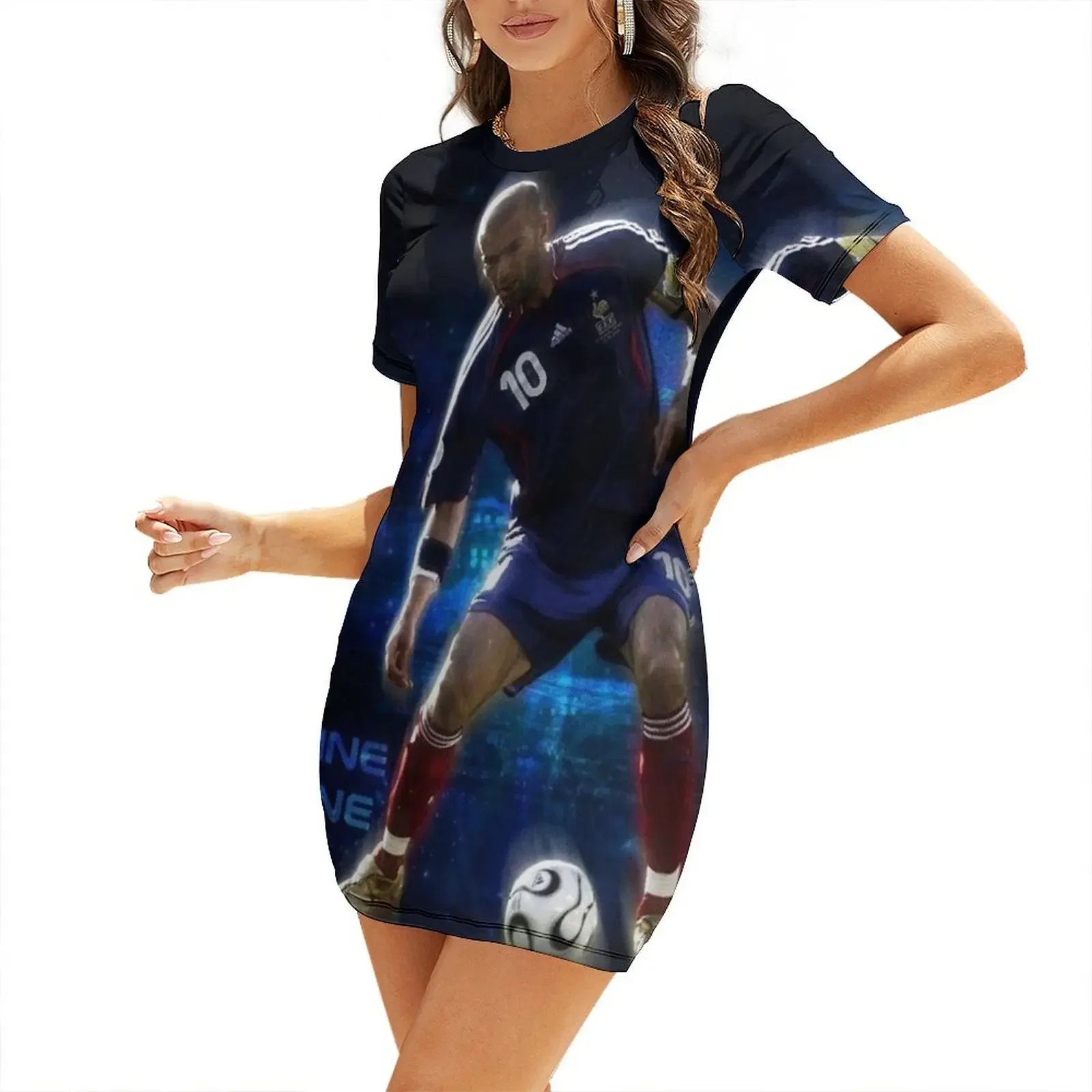 

Zinedine Zidane Illustration Short-Sleeved Dress beach dress dress party night prom