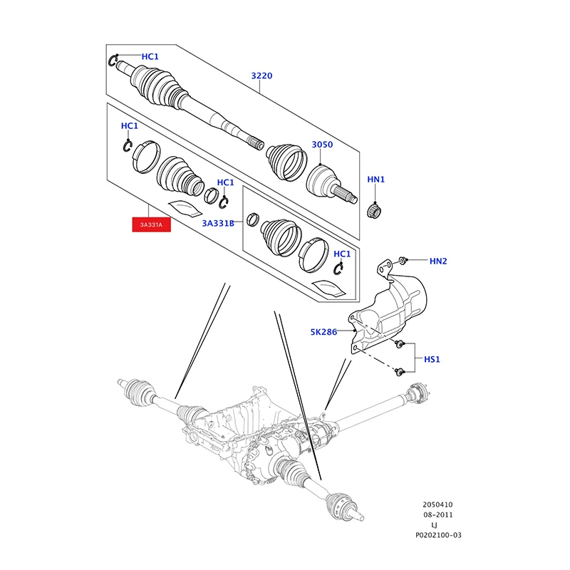Kit Boot Depan Driveshaft untuk Land Rover Discovery 3 4 Range Rover Sport TDR000120 TDR000120SK
