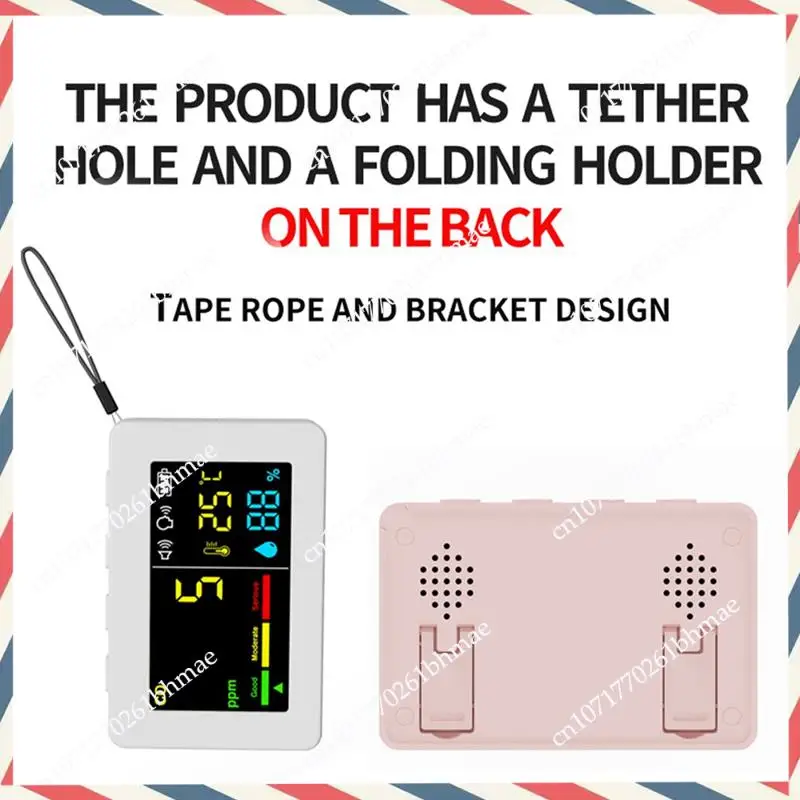 

-A21Z Портативный измеритель качества воздуха 3-в-1 Тестер температуры и влажности CO Детектор угарного газа с голосовой сигнализацией (розовый) Dura