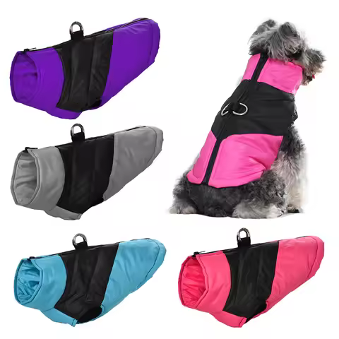 Warm Pet Jacket With D-ring Warm Dog Vest For Winter For Small Medium Dogs Cats Waterproof Puppy Coat With High Collar Schnauzer