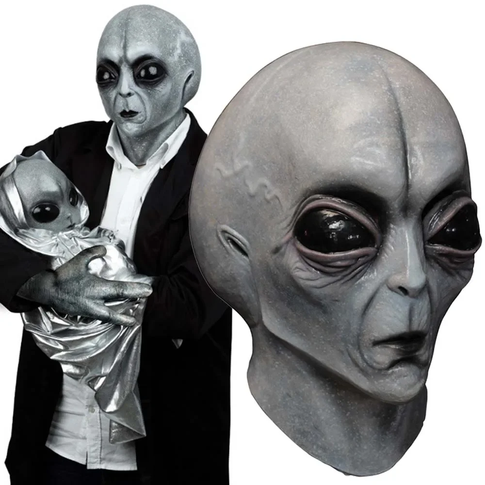 

2025halloween Masque de crâne extraterrestre UFO, 51 zones, pour Cosplay, organisme extraterrestre, masques en Latex, casque