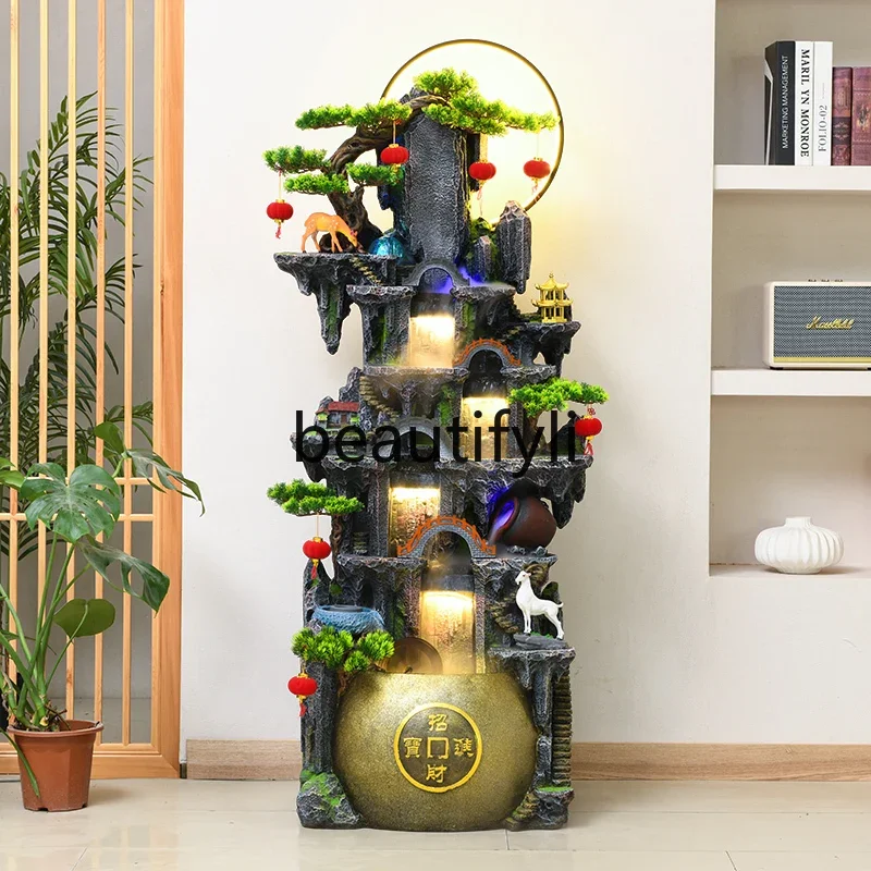

Flowing water ornament circulating water feng shui wheel landing living room rockery flowing water fountain07