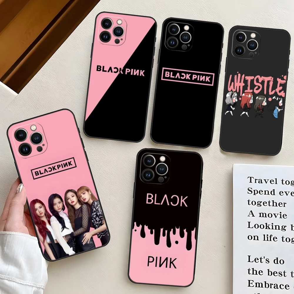 MINISO-Kpop B-BLACK-P-Pink Phone Case For Iphone 16 15 Pro Max 14 16 Mini 13 12 11 X Xr Xs 6 15 7 8 Plus Back Cover