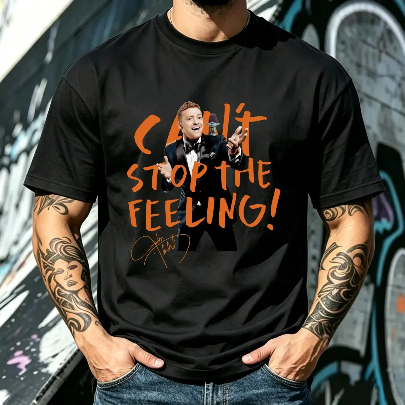 washed T Shirt Can't Stop The Feeling Justin Timberlake All Size S 2345XL long or short sleeves vintage Washed Casual Slightly