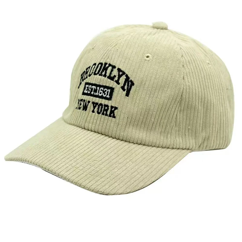 Lettered corduroy baseball cap, unisex, versatile, fashionable and trendy, sunshade, versatile baseball cap