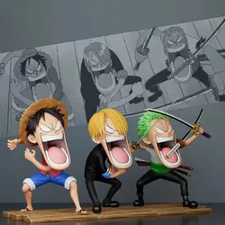 15cm Animation One Piece Luffy Figures Sanji Monkey D Luffy Roronoa Zoro Action Figure The Hungry Trio PVC Anime Model Toys