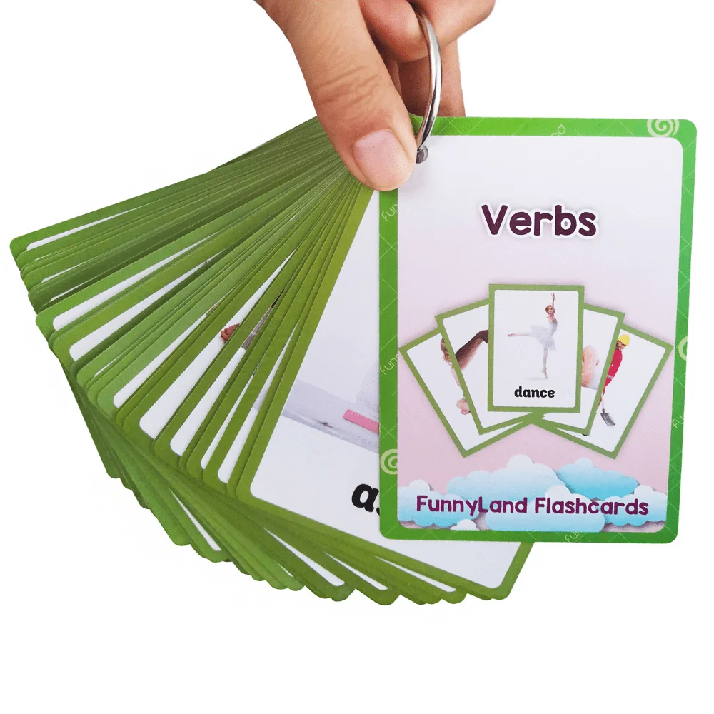 بطاقات تعليمية باللغة الإنجليزية من Action Verbs للأطفال في المدرسة المنزلية والفصول الدراسية ومواد تعليمية مونتيسوري بطاقة تعلم المفردات بحجم الجيب