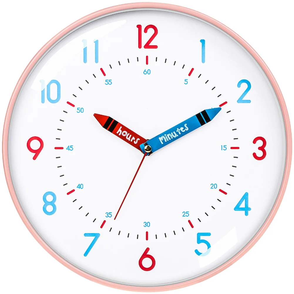 Pastel Colored For educational Wall Clock for Silent Operation Easy Mounting No Drilling 25cm Plastic and Mineral Glass