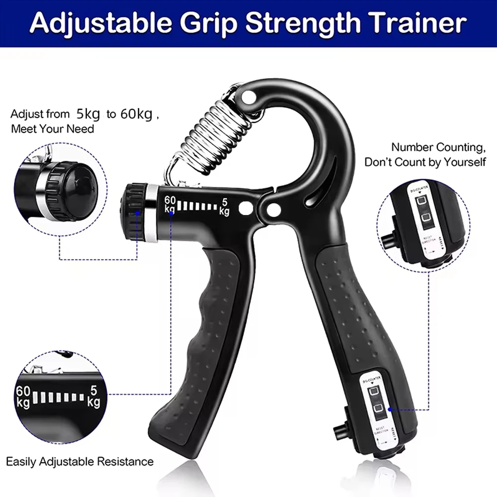 Adjustable Hand Gripper Strengthener Hand Grip Trainer With Counter Wrist Forearm And Hand Exerciser For Muscle Building
