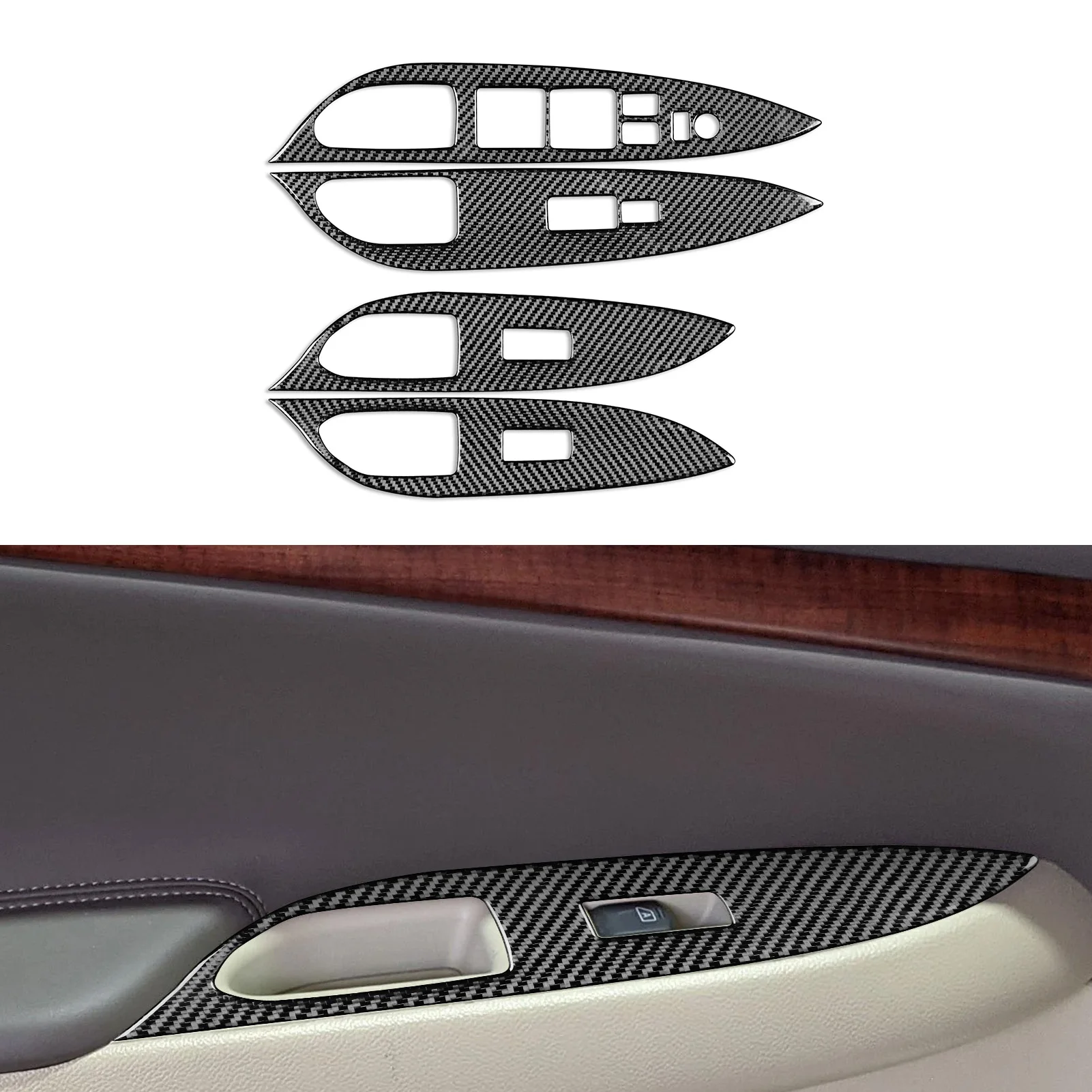 

For Infiniti G37 2007-2013 Real Carbon Fiber 4Pcs Car Styling Window Lift Button Frame Cover Trim Protection Accessories Sticker