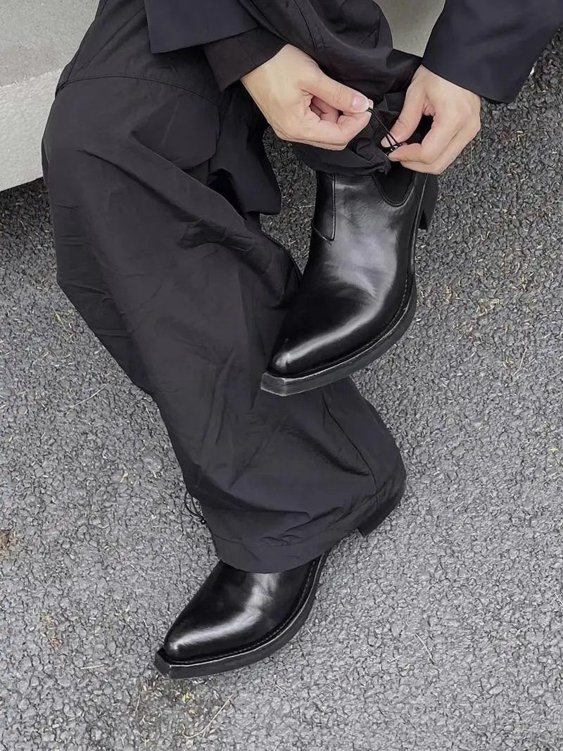 

Winter Fce Lined High Top Boots ex Chelsea ort Boots Heightening Men's Small ence Witch Boot Pointed Toe