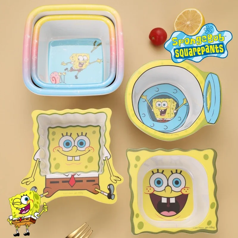 SpongeBob miska na ryż zastawa stołowa Patrick Cartoon pomocnicza miska na żywność Anime dziecko dodatkowe miski na żywność kuchnia miski dla dzieci