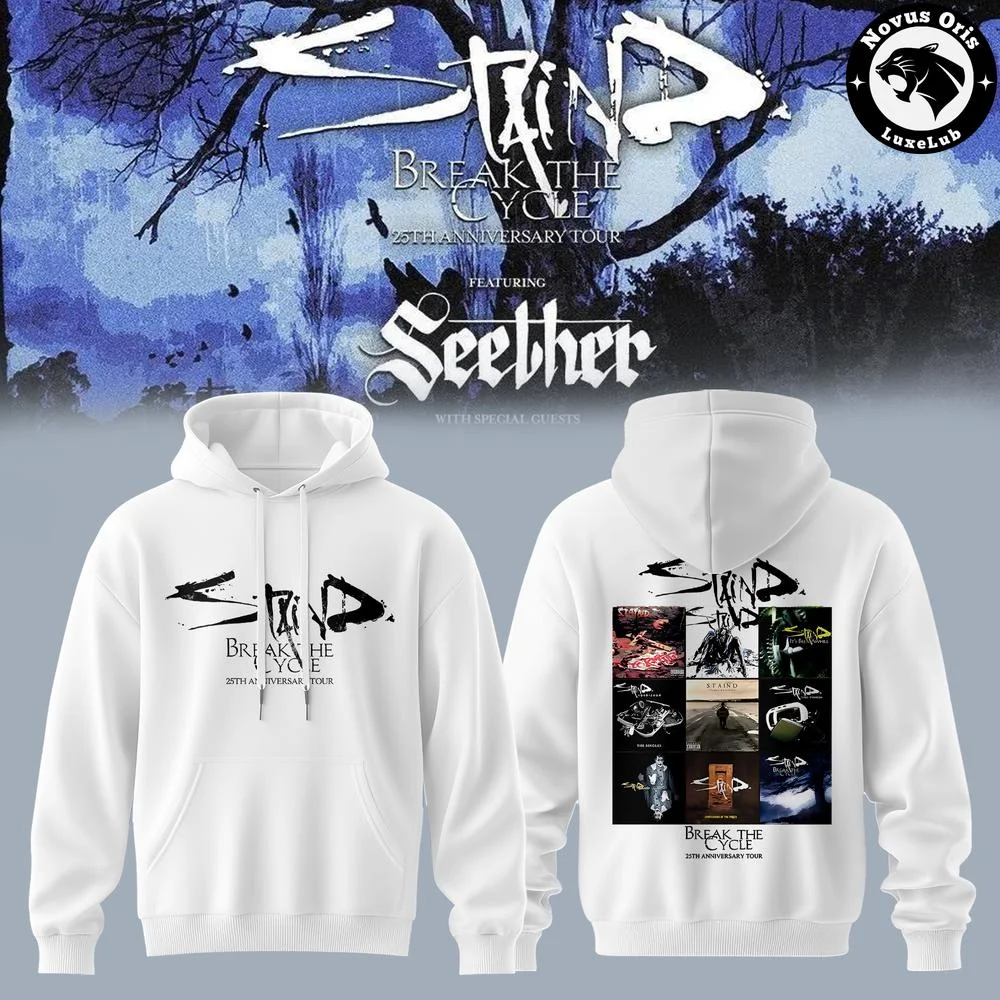 Stained Break The Cycle 25th Anniversary Hoodie Seether Rock Band Hoodie Sportswear for Male and Female Music Fans Street Wear